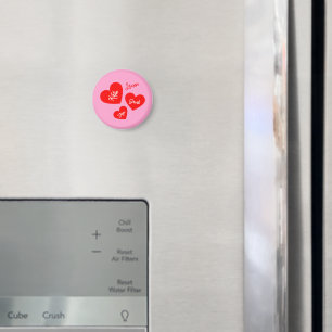Gepersonaliseerde Rode Harten Roze Moeder Magneet