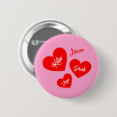 Gepersonaliseerde Rode Harten Roze Moederdag Ronde Button 5,7 Cm (Voorkant /achterkant)