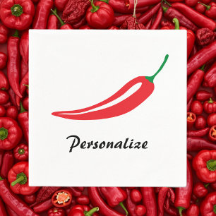 Gepersonaliseerde rode hete chilipeper papieren se servet