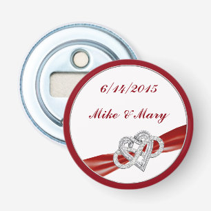 Gepersonaliseerde rode Infinity Heart Bottle Opene Button Flesopener