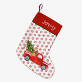 Gepersonaliseerde  Rode Kerstmis Vrachtwagen Sneeu Kleine Kerstsok (Voorkant (Hangend))