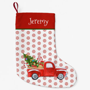 Gepersonaliseerde  Rode Kerstmis Vrachtwagen Sneeu Kleine Kerstsok