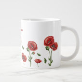 Gepersonaliseerde rode papavers Bloemen Extra Grote Beker (Rechts)