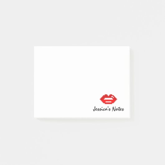 Gepersonaliseerde rode pixel lippen kus Post-it® n Post-it® Notes (Voorkant)