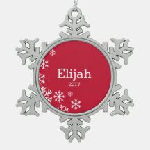 Gepersonaliseerde Rode Snowflake Ornament