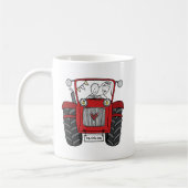 Gepersonaliseerde rode tractor land bruiloft cadea koffiemok (Links)