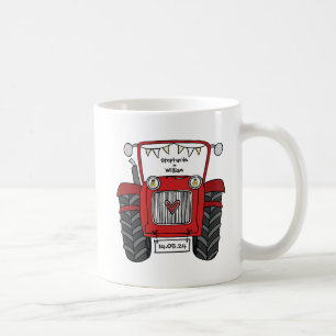 Gepersonaliseerde rode tractor land bruiloft cadea koffiemok