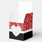 Gepersonaliseerde Rode Zwart & Wit Damask Hart Box Bedankdoosjes (Geopend)
