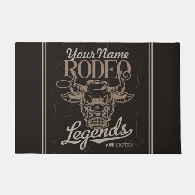 Gepersonaliseerde Rodeo Old West Steer Roping Lege Deurmat (Voorkant)