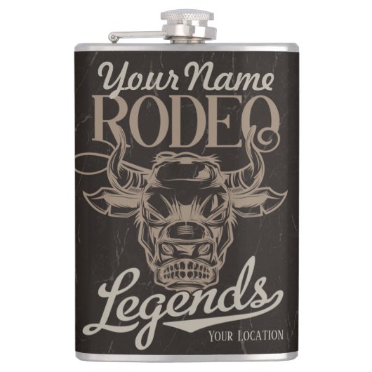 Gepersonaliseerde Rodeo Old West Steer Roping Lege Heupfles (Voorkant)
