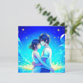 Gepersonaliseerde romantische anime koppel Valenti Kaart (Staand voorkant)