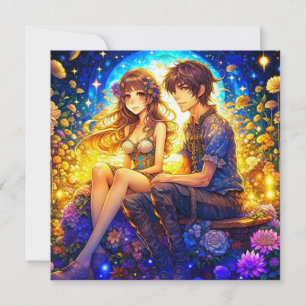 Gepersonaliseerde Romantische Anime Koppel Valenti Kaart