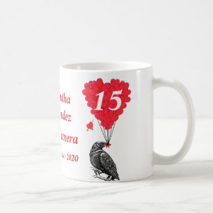 Gepersonaliseerde romantische kraai Quinceanera Koffiemok