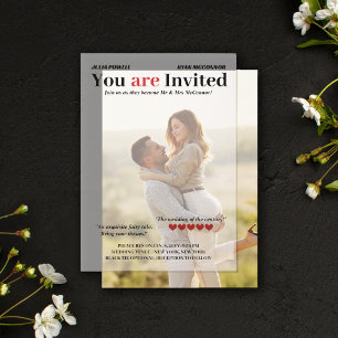 Gepersonaliseerde Romcom Poster bruiloft overlay Vellum Uitnodigingen