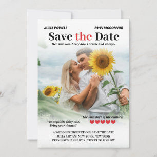 Gepersonaliseerde Romcom Poster Foto Sla de datum Save The Date