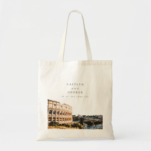 Gepersonaliseerde Rome, Italië bruiloft Canvas tas (Voorkant)