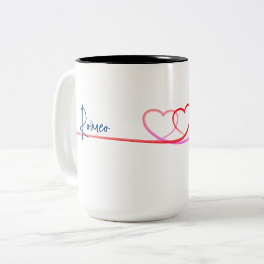 Gepersonaliseerde Romeo en Juliet Heart Love Mok (Voorkant links)