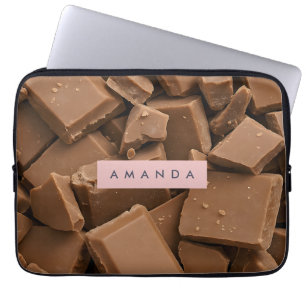 Gepersonaliseerde romige melkchocolade stukjes laptop sleeve
