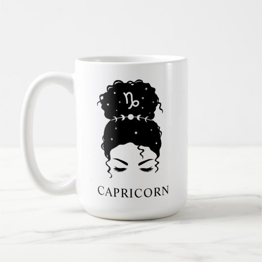 Gepersonaliseerde rommelbun updo zodiac Capricorn Koffiemok (Links)