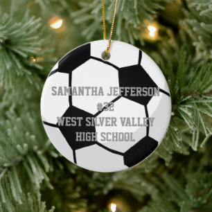 Gepersonaliseerde ronde Voetbal sport Keramisch Ornament