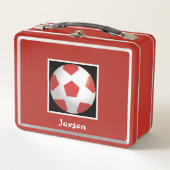 Gepersonaliseerde Rood Football Metaal Lunch B (Voorkant)