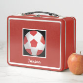 Gepersonaliseerde Rood Football Metaal Lunch B (In situ)