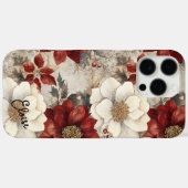 Gepersonaliseerde rood & wit kerstbloem Case-Mate iPhone case (Achterkant (horizontaal))