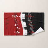 Gepersonaliseerde rood zwart wit piano toetsen bad handdoek (Handdoek)
