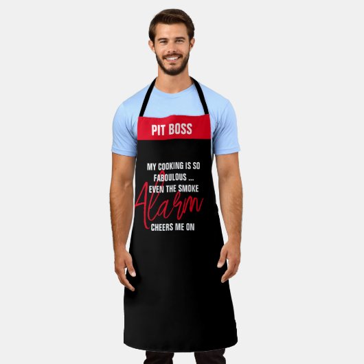 Gepersonaliseerde Rookalarm Kok Chef Attitude Grap Schort (Gedragen)
