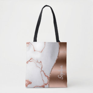 Gepersonaliseerde Roos Gold Shimmer Marble Glam Gl Draagtas