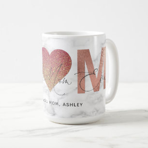 Gepersonaliseerde Roos Goud Beste Mama Quote Moede Koffiemok