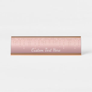 Gepersonaliseerde Roos Gouden Glitter Desk Naam Bo Bureau Naambordje