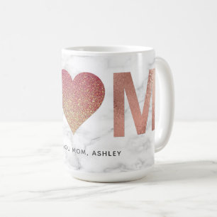 Gepersonaliseerde Roos Gouden Glitter Mom Moederda Koffiemok