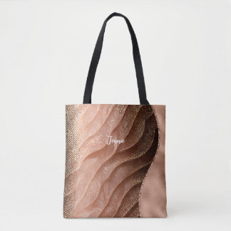 Gepersonaliseerde Roos Gouden Shimmer Textuur Glit Draagtas