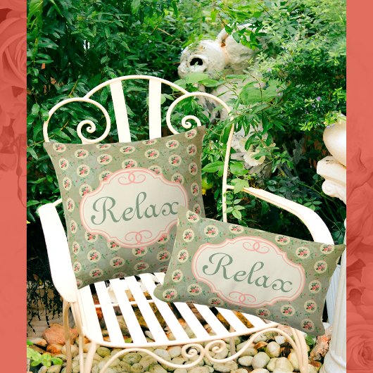 Gepersonaliseerde roos-kant kleedje groene damast  kussen