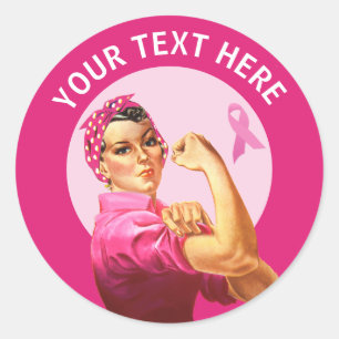 Gepersonaliseerde Rosie de Riveter Breast Cancer r Ronde Sticker