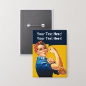 Gepersonaliseerde Rosie de Riveter Retro Button (Voorkant / Achterkant)