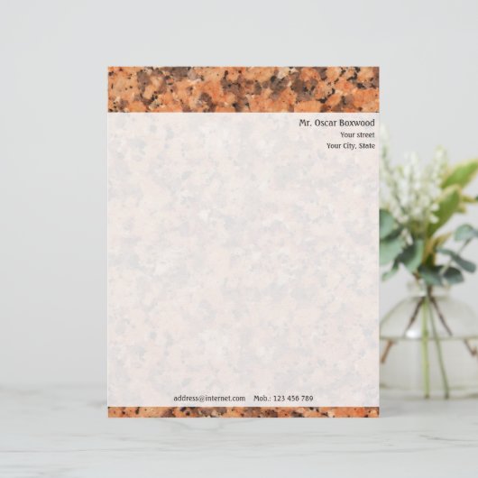 Gepersonaliseerde rottextuur met retouradres briefhoofd sjabloon (Staand voorkant)