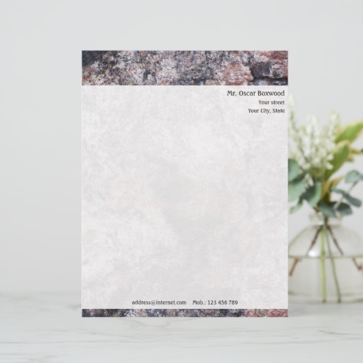 Gepersonaliseerde rottextuur met retouradres briefhoofd sjabloon (Staand voorkant)