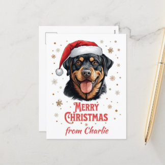 Gepersonaliseerde Rottweiler Hond Santa Merry Chri Feestdagenkaart
