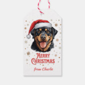 Gepersonaliseerde Rottweiler Hond Vrolijk Kerstfee Cadeaulabel (Achterkant)