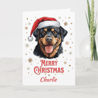 Gepersonaliseerde Rottweiler Hond Vrolijk Kerstfee Kaart