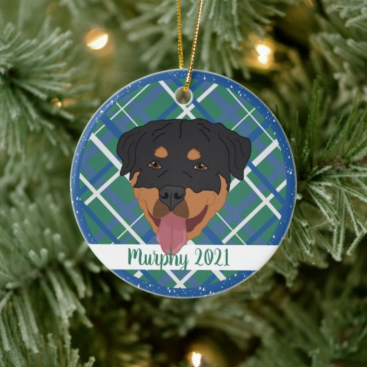 Gepersonaliseerde rottweiler Kerstmis Keramisch Ornament (Boom)