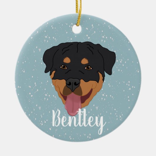 Gepersonaliseerde rottweiler Kerstmis Keramisch Ornament (Voorkant)