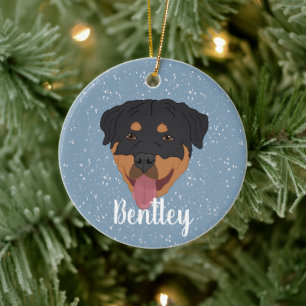 Gepersonaliseerde rottweiler Kerstmis Keramisch Ornament