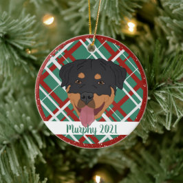 Gepersonaliseerde rottweiler Kerstmis Keramisch Ornament