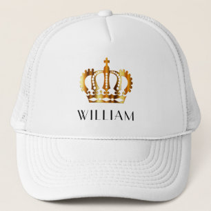 Gepersonaliseerde Royal Gold Crown White Trucker Pet
