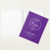 Gepersonaliseerde Royal Paarse en Witte Zakelijke Planner (Display)