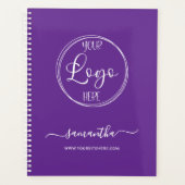 Gepersonaliseerde Royal Paarse en Witte Zakelijke Planner (Voorkant)