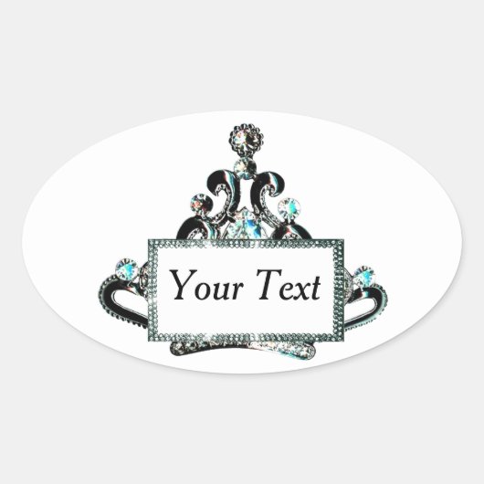 Gepersonaliseerde "Royal Tiara" Ovale Sticker (Voorkant)